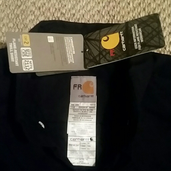 CARHARTT Tall FIRE RESISTANT Shirt NAVY - Picture 3 of 7